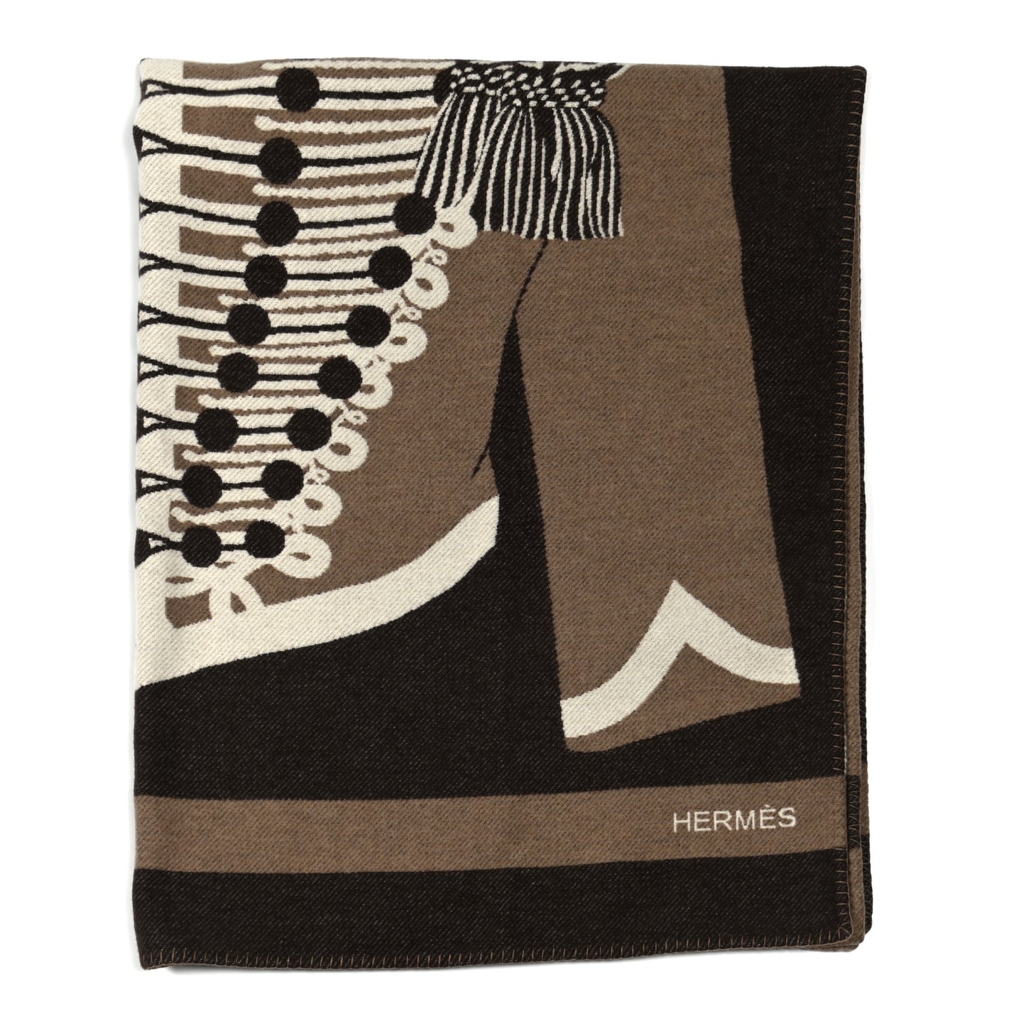 Wool Cashmere Brandebourgs Blanket Ecorce
