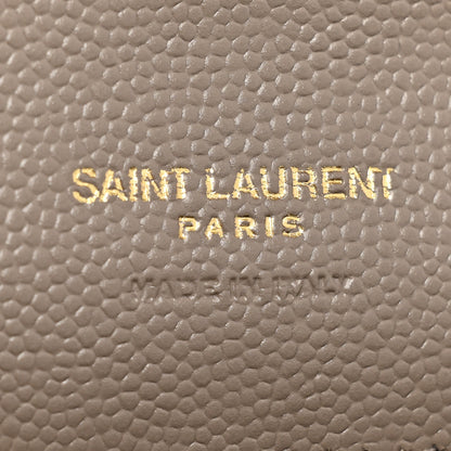 Saint Laurent Grain De Poudre Textured Mixed Matelasse Triquilt Monogram Clutch Dusty Grey 6 of 8