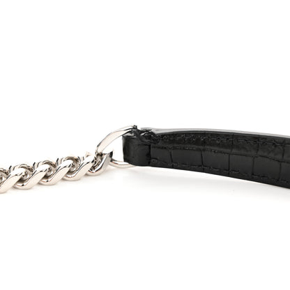 Saint Laurent Calfskin Crocodile Embossed Medium Monogram Sunset Black 12 of 14