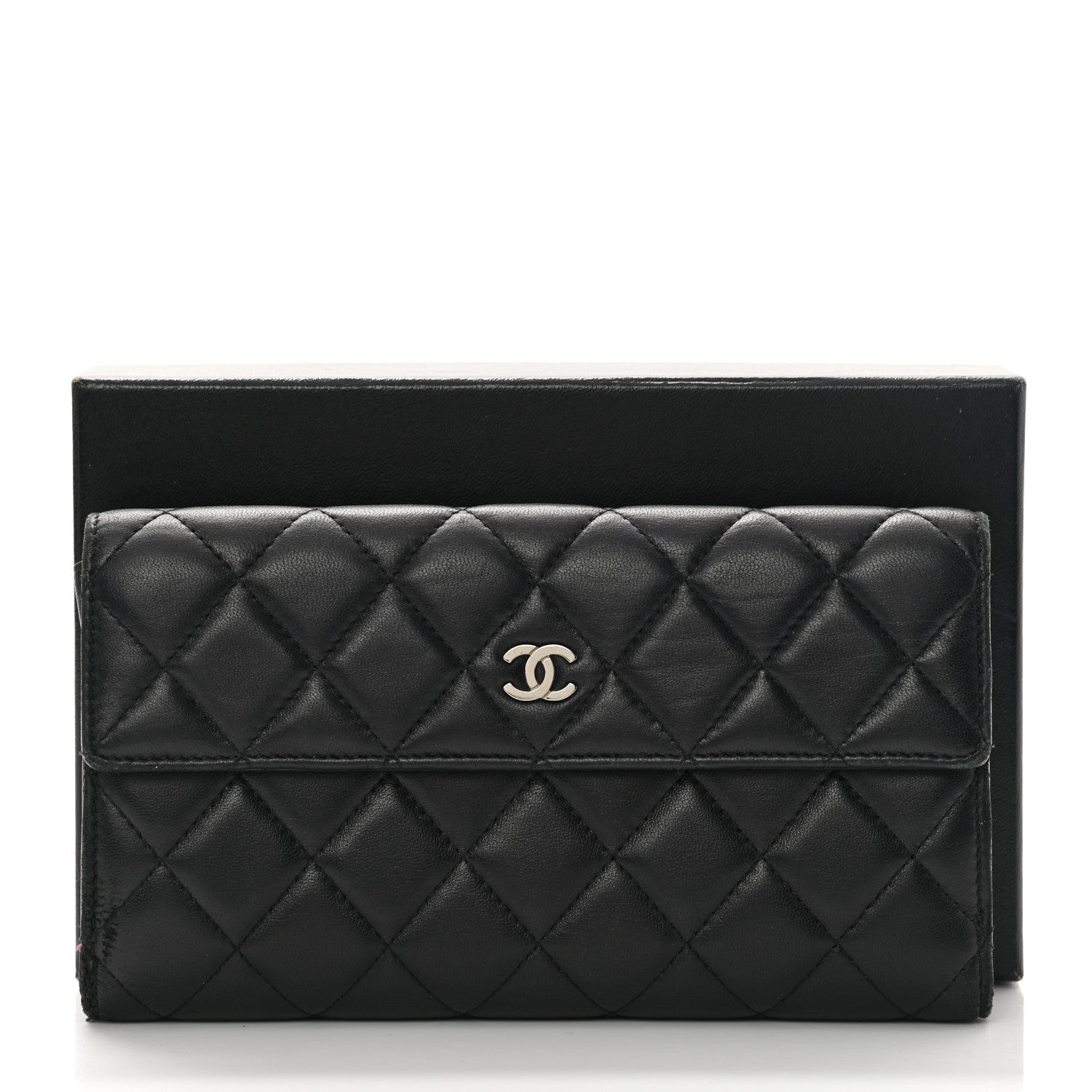 Chanel Lambskin Quilted Long Flap Wallet Black 19 of 19