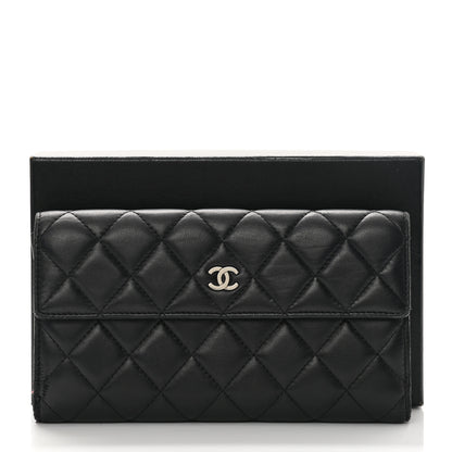 Chanel Lambskin Quilted Long Flap Wallet Black 19 of 19
