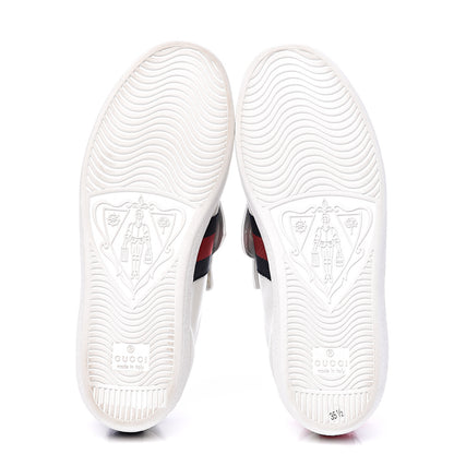 Gucci Calfskin Ayers Web Womens Ace Bow Lace Sneakers 35.5 White 5 of 10