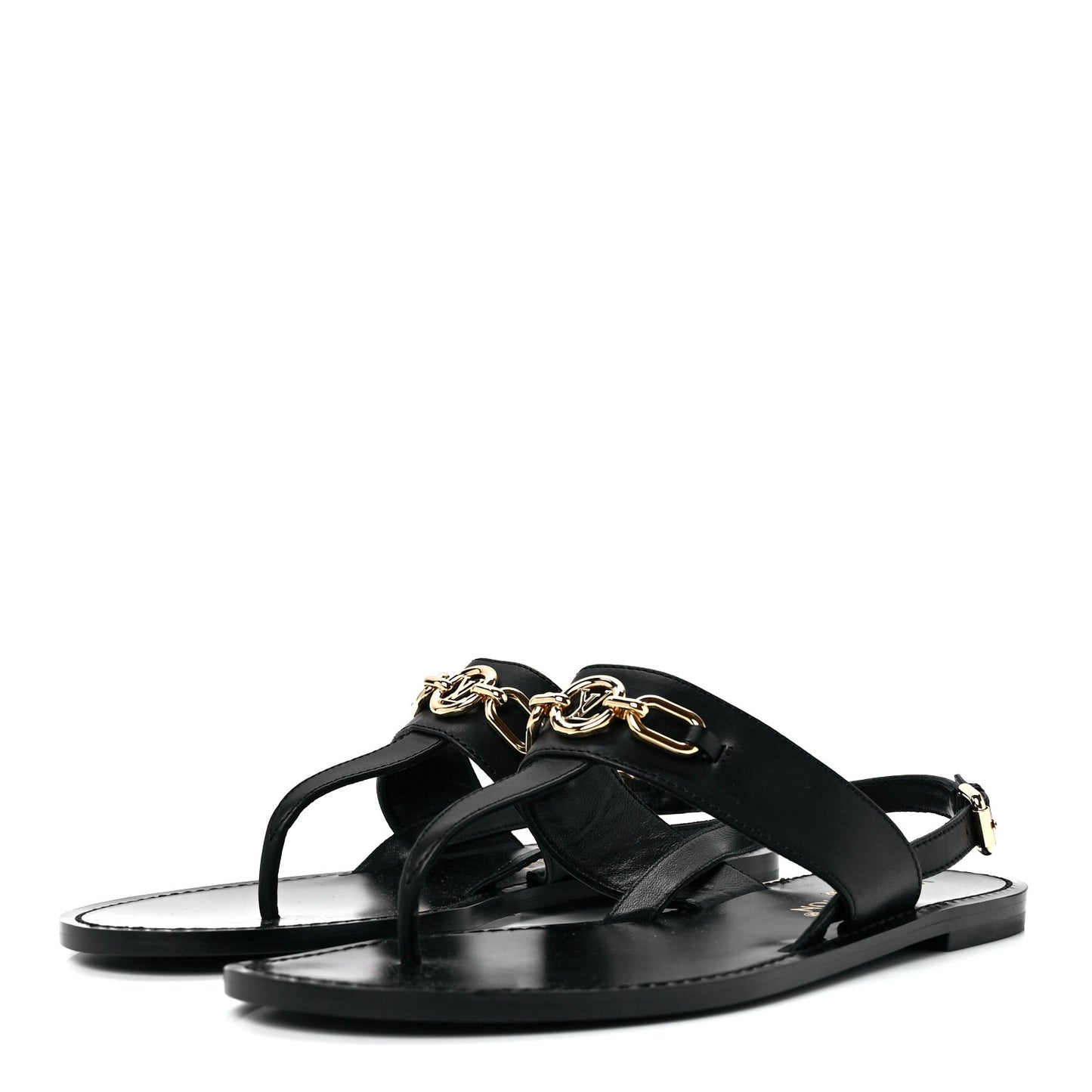 Glazed Calfskin Orsay Flat Sandals 40 Black
