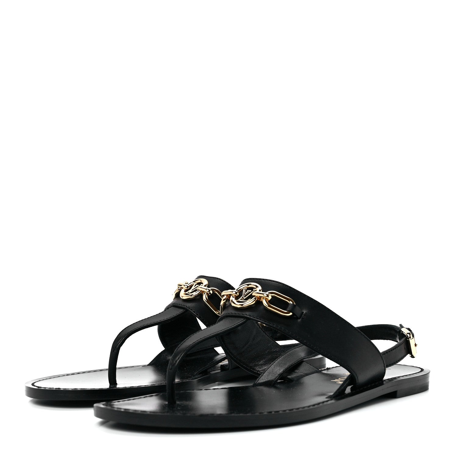 Louis Vuitton Glazed Calfskin Orsay Flat Sandals 40 Black 3 of 8