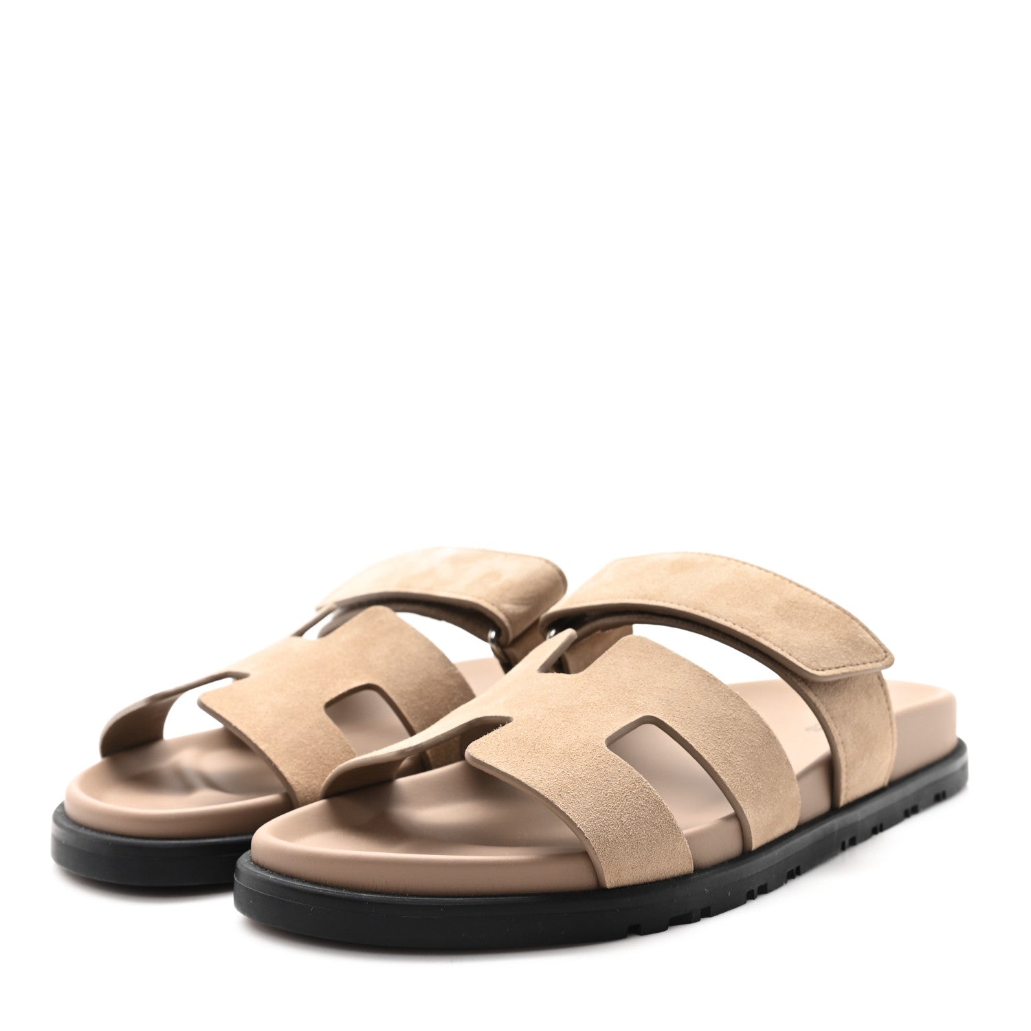 Hermes Suede Goatskin Womens Chypre Sandals 37.5 Beige Sable 4 of 10