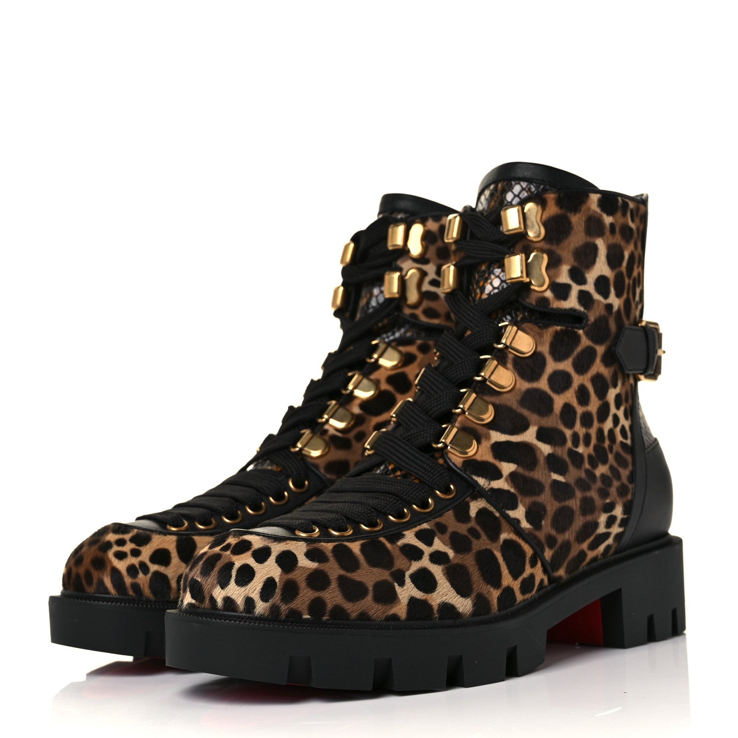 Christian Louboutin Pony Hair Calfskin Macademia Biker Boots 37.5 Black 3 of 8