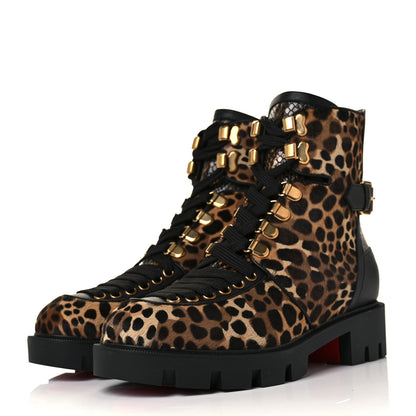 Christian Louboutin Pony Hair Calfskin Macademia Biker Boots 37.5 Black 3 of 8