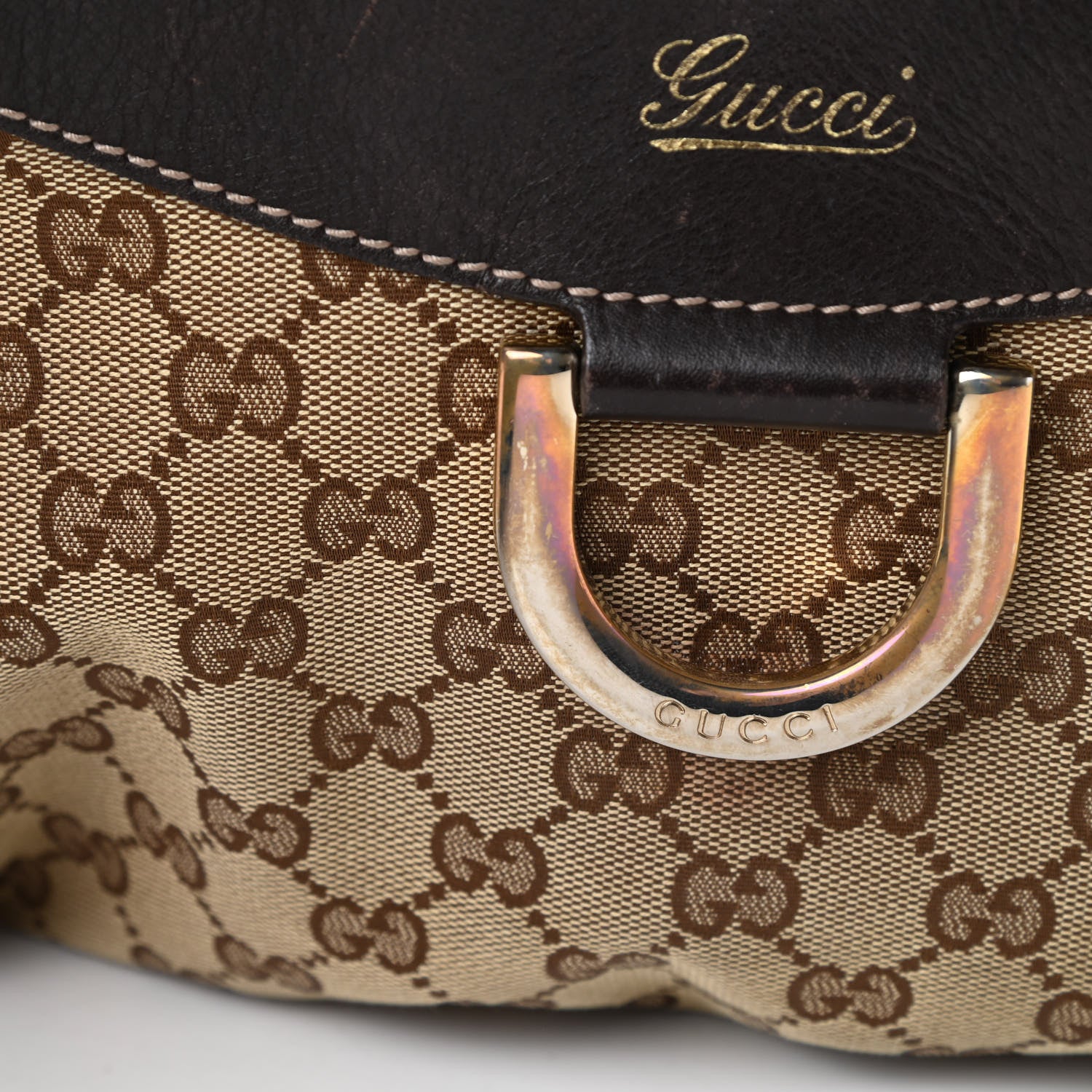 Gucci Monogram Large D Gold Hobo Dark Brown 18 of 21