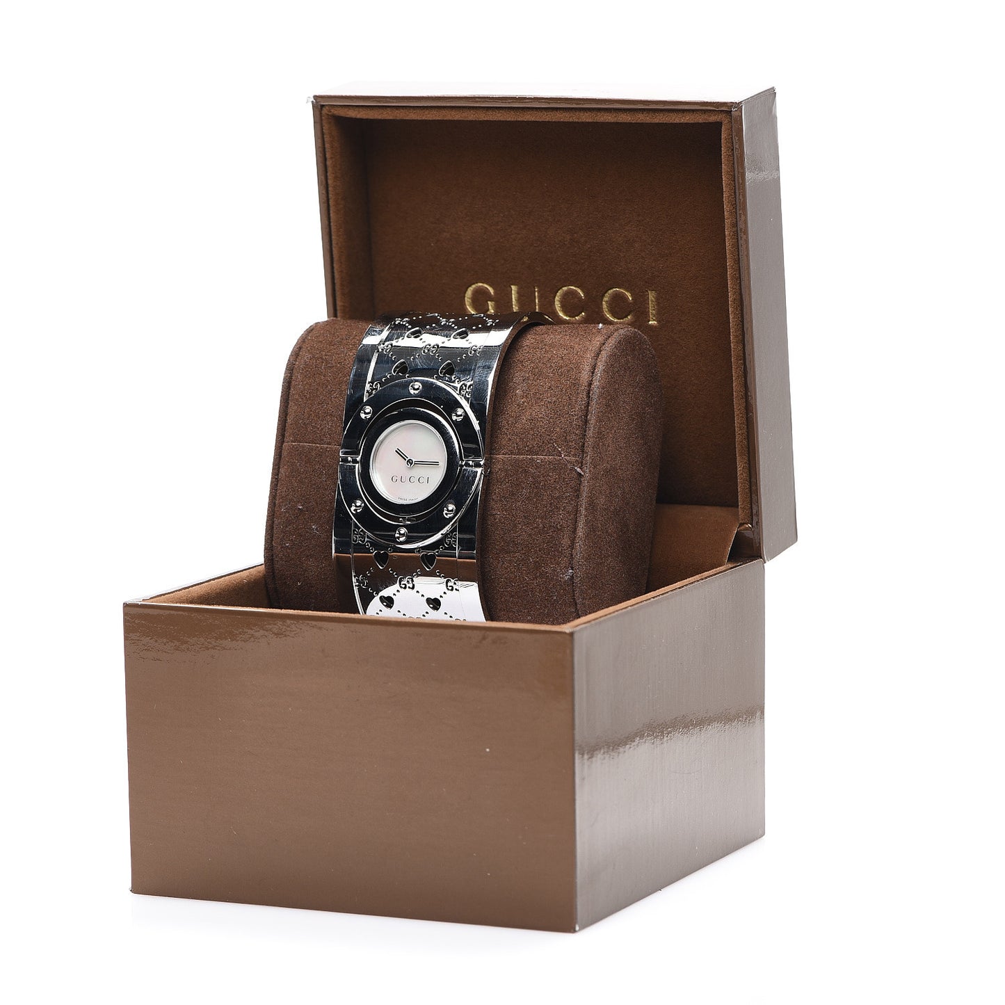 Stainless Steel Mother of Pearl 33mm Twirl Heart Quartz Watch