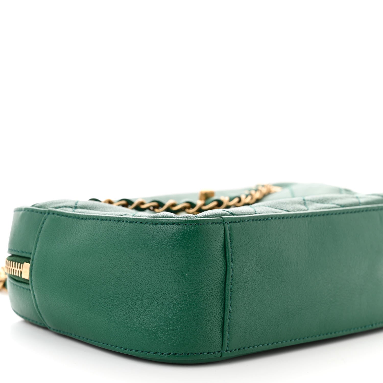 Chanel Goatskin Quilted Chain Infinity Camera Case Green 10 of 11