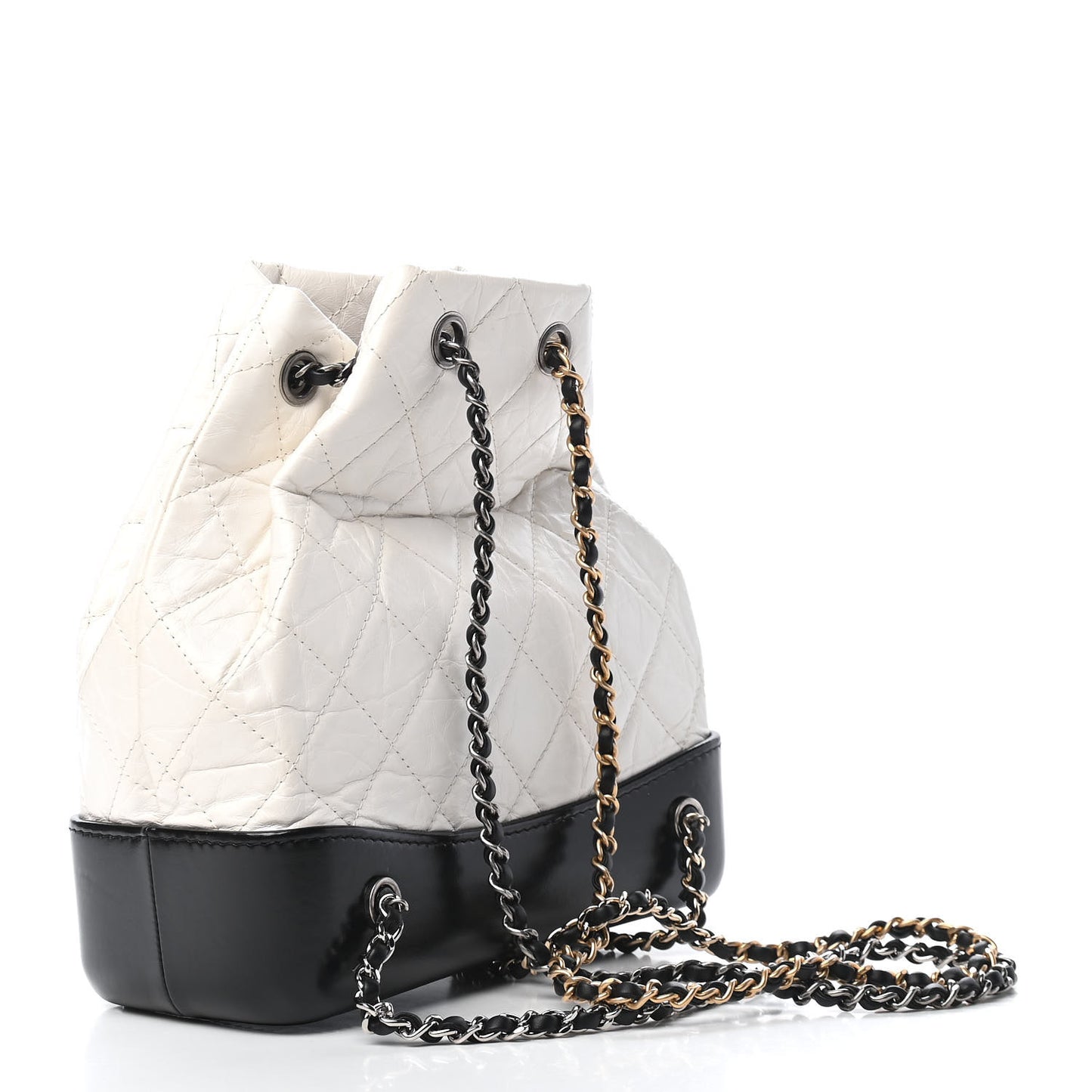 Aged Calfskin Quilted Small Gabrielle Backpack Black White