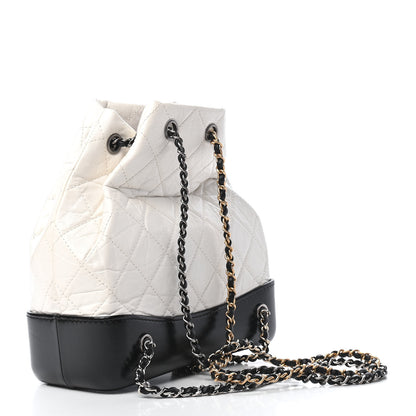 Chanel Aged Calfskin Quilted Small Gabrielle Backpack Black White 3 of 9