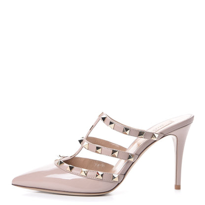 Valentino Garavani Patent Rockstud 90mm Cage Mules 37 Poudre 1 of 9