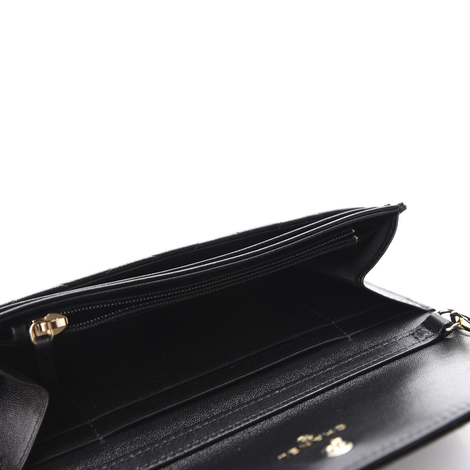 Chanel Shiny Lambskin Ribbon Quilted Clutch With Chain Black 5 of 12