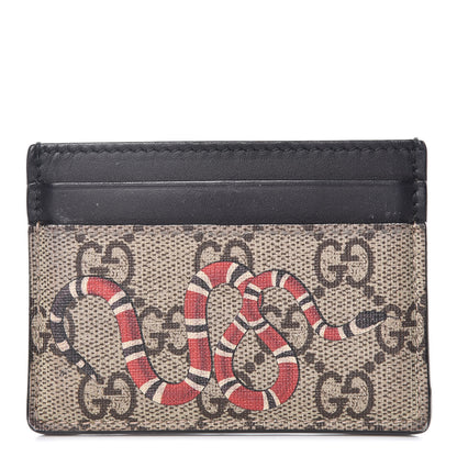 Gucci GG Supreme Monogram Kingsnake Card Holder Beige Black 1 of 8