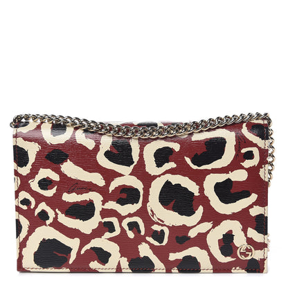 Gucci Patent Leopard Print Betty Chain Wallet Brick Red Black 1 of 12