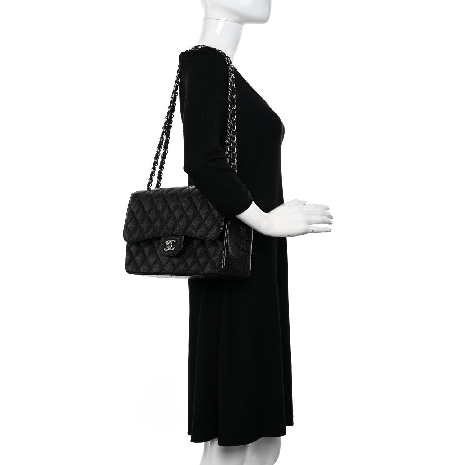 Chanel Caviar Quilted Jumbo Double Flap Black 2 of 10