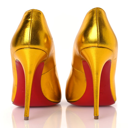 Christian Louboutin Metallic Crinkled Calfskin 100 Pumps 38.5 Gold 6 of 15