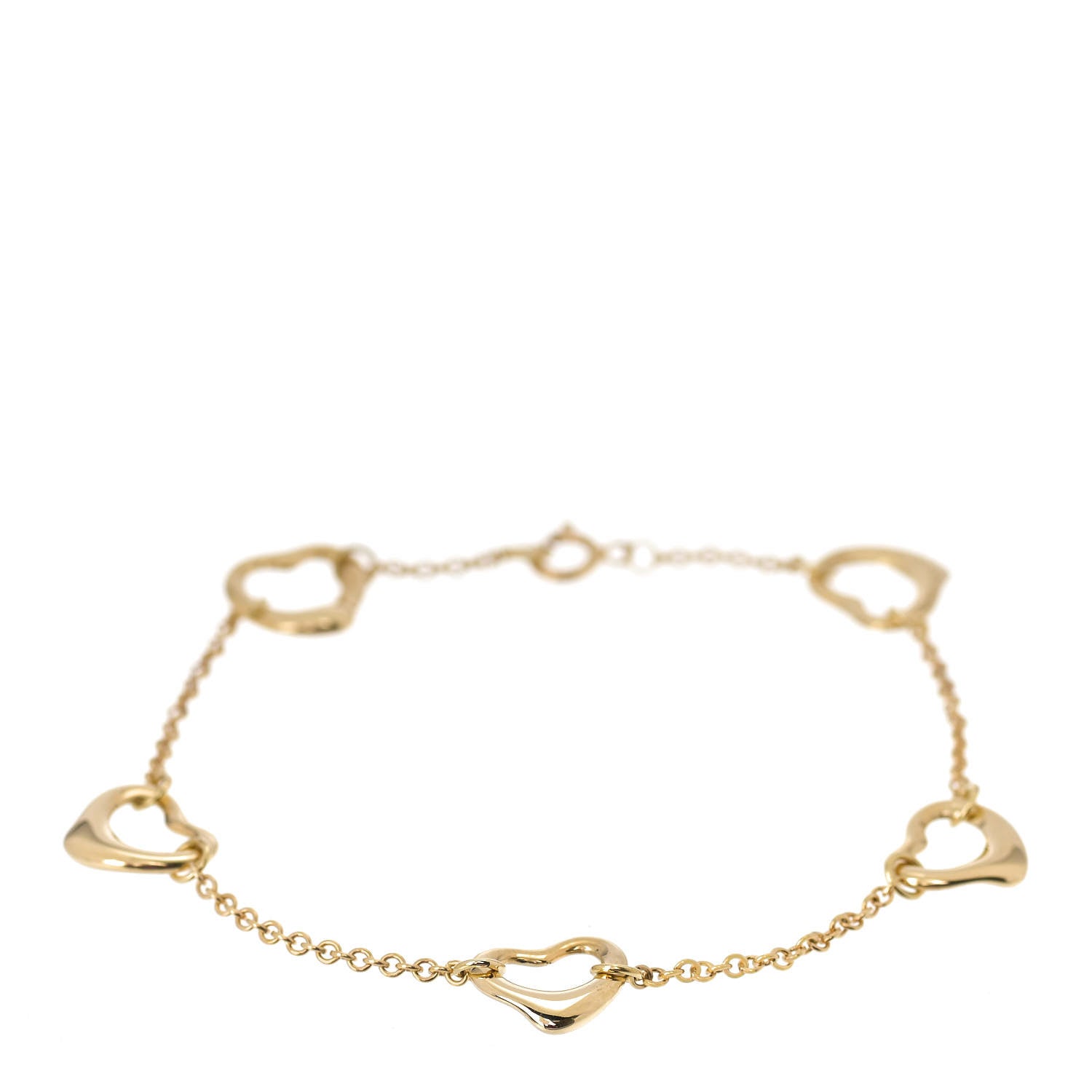 Tiffany 18K Yellow Gold Elsa Peretti 5 Open Heart Bracelet 1 of 5