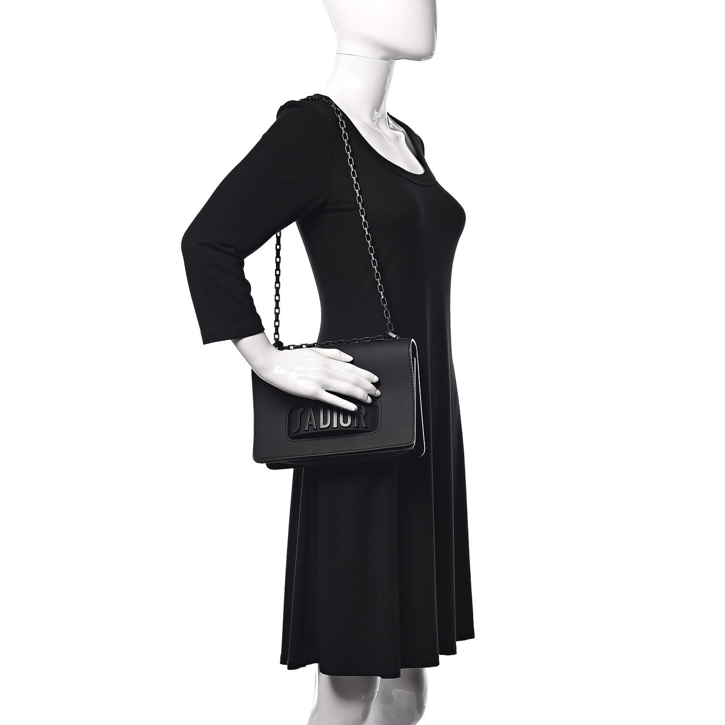 Ultra Matte Calfskin J'Adior Chain Flap Bag Black