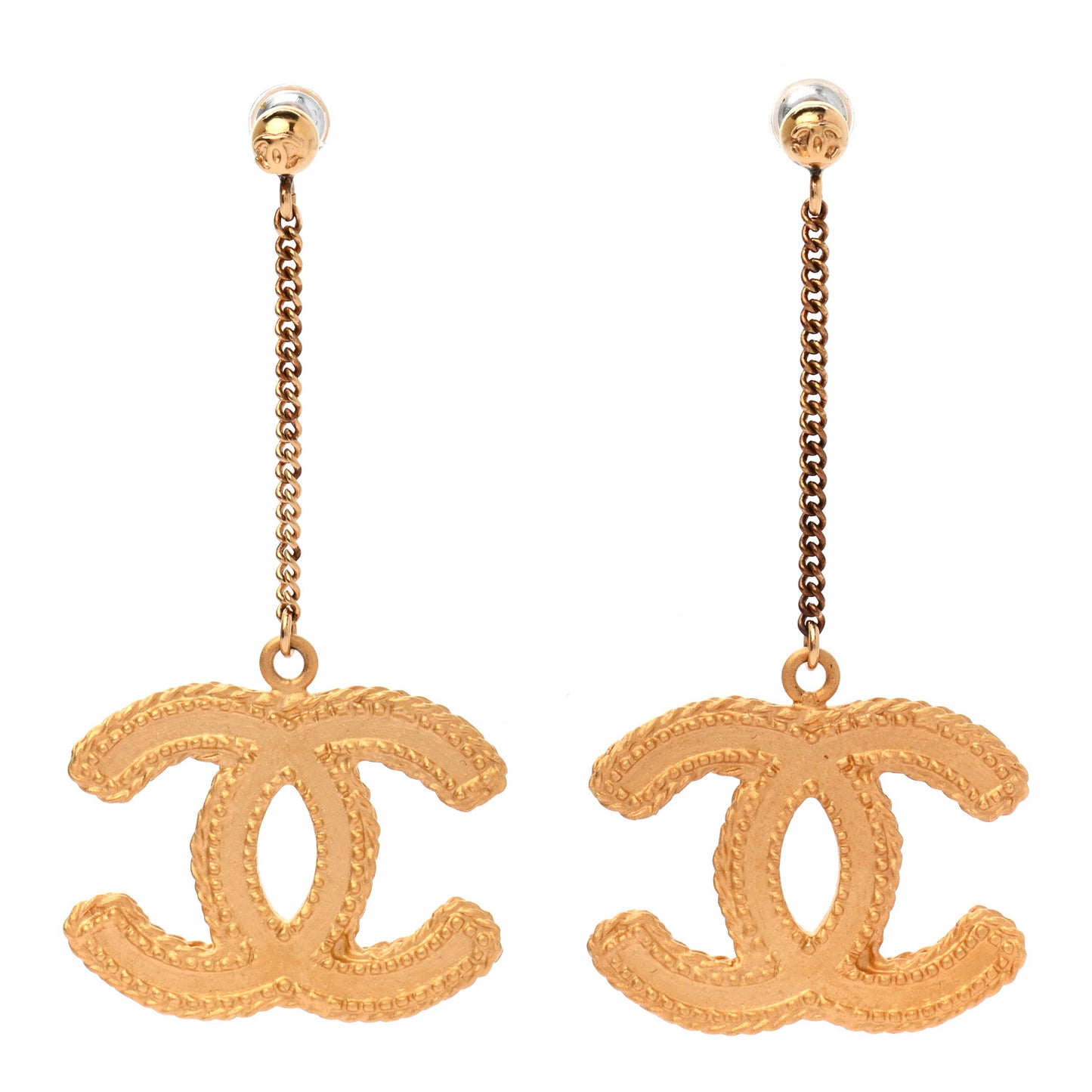CC Drop Earrings Matte Gold