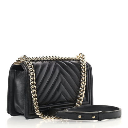 Chanel Lambskin Chevron Quilted Medium Boy Flap Black 3 of 16