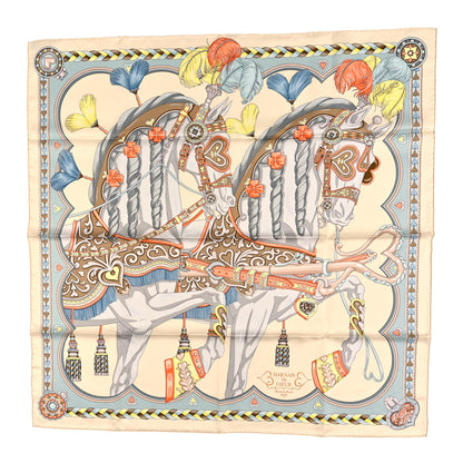Hermes Silk Harnais De Cour Scarf 90 Creme Gris Perle Abricot 1 of 3