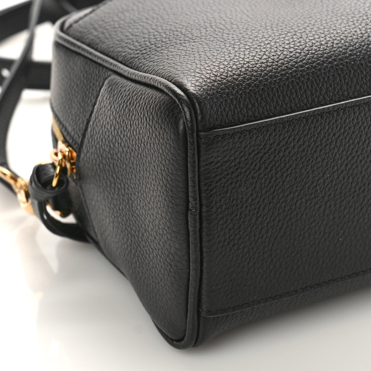Grained Calfskin Virtus Bowling Bag Black