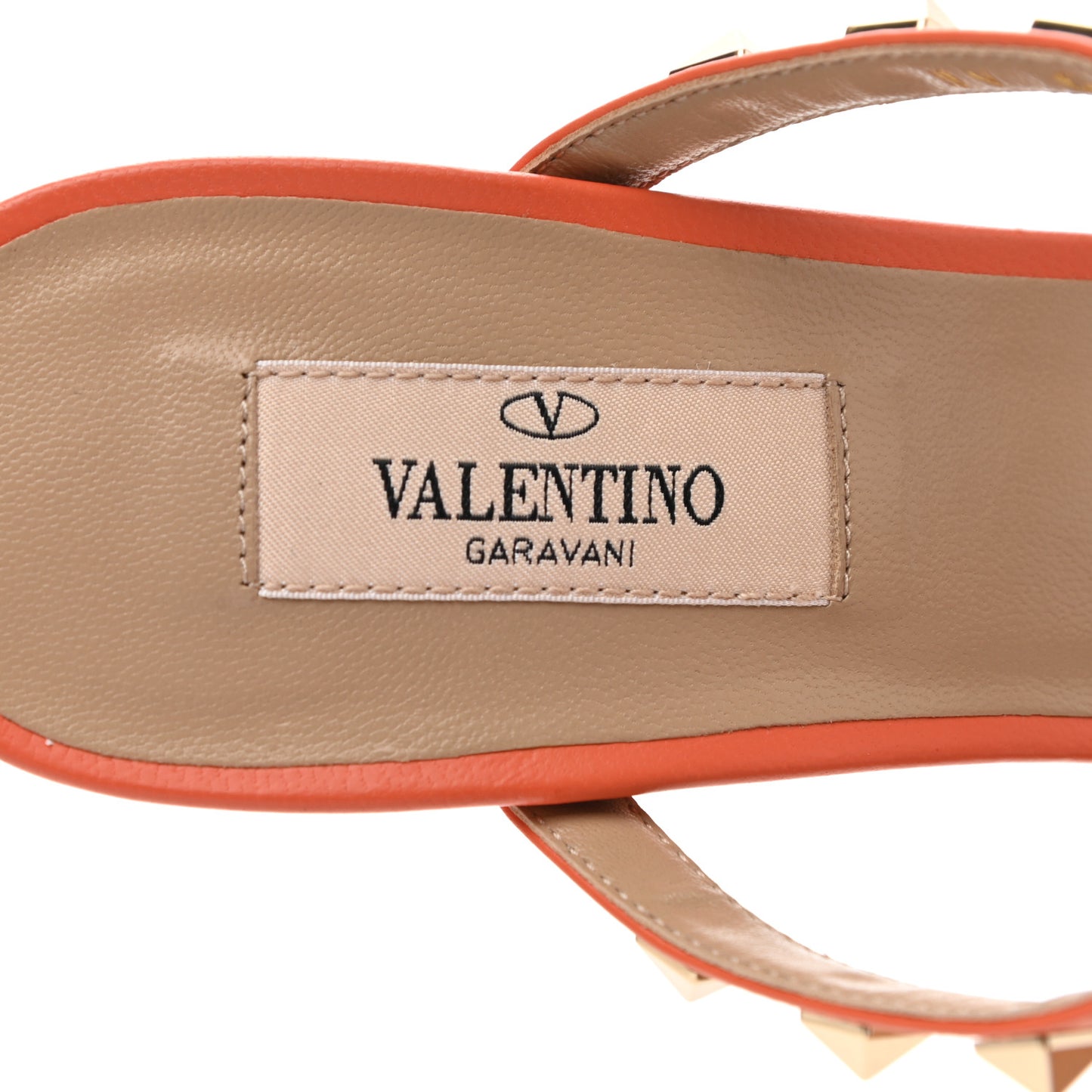 Calfskin Rockstud 60mm Caged Slide Sandals 38 Orange Zest