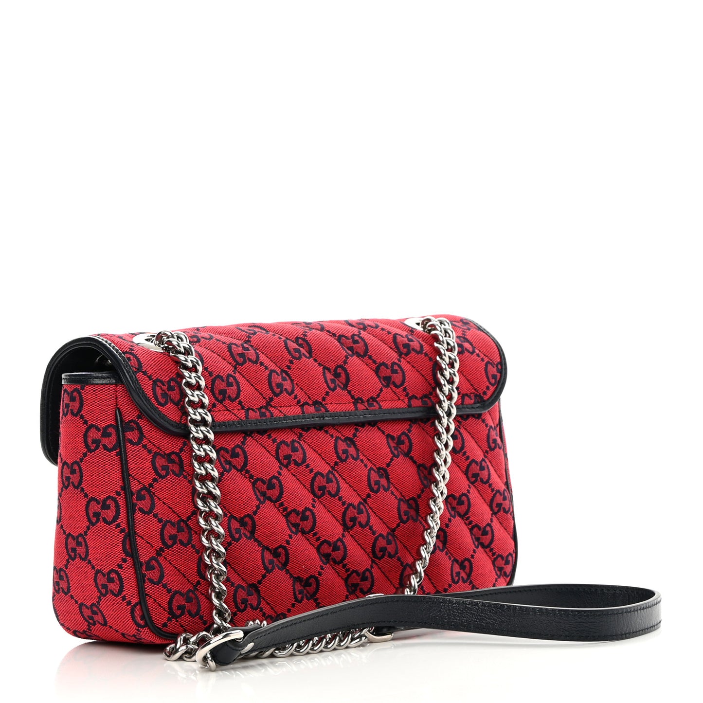 Monogram Multicolor Matelasse Diagonal Small GG Marmont Shoulder Bag Red Blue