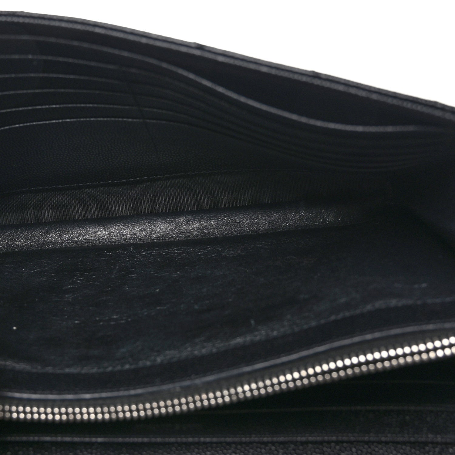 Saint Laurent Grain De Poudre Matelasse Chevron Monogram Chain Wallet Black 5 of 10