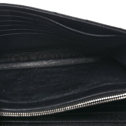 Saint Laurent Grain De Poudre Matelasse Chevron Monogram Chain Wallet Black 5 of 10