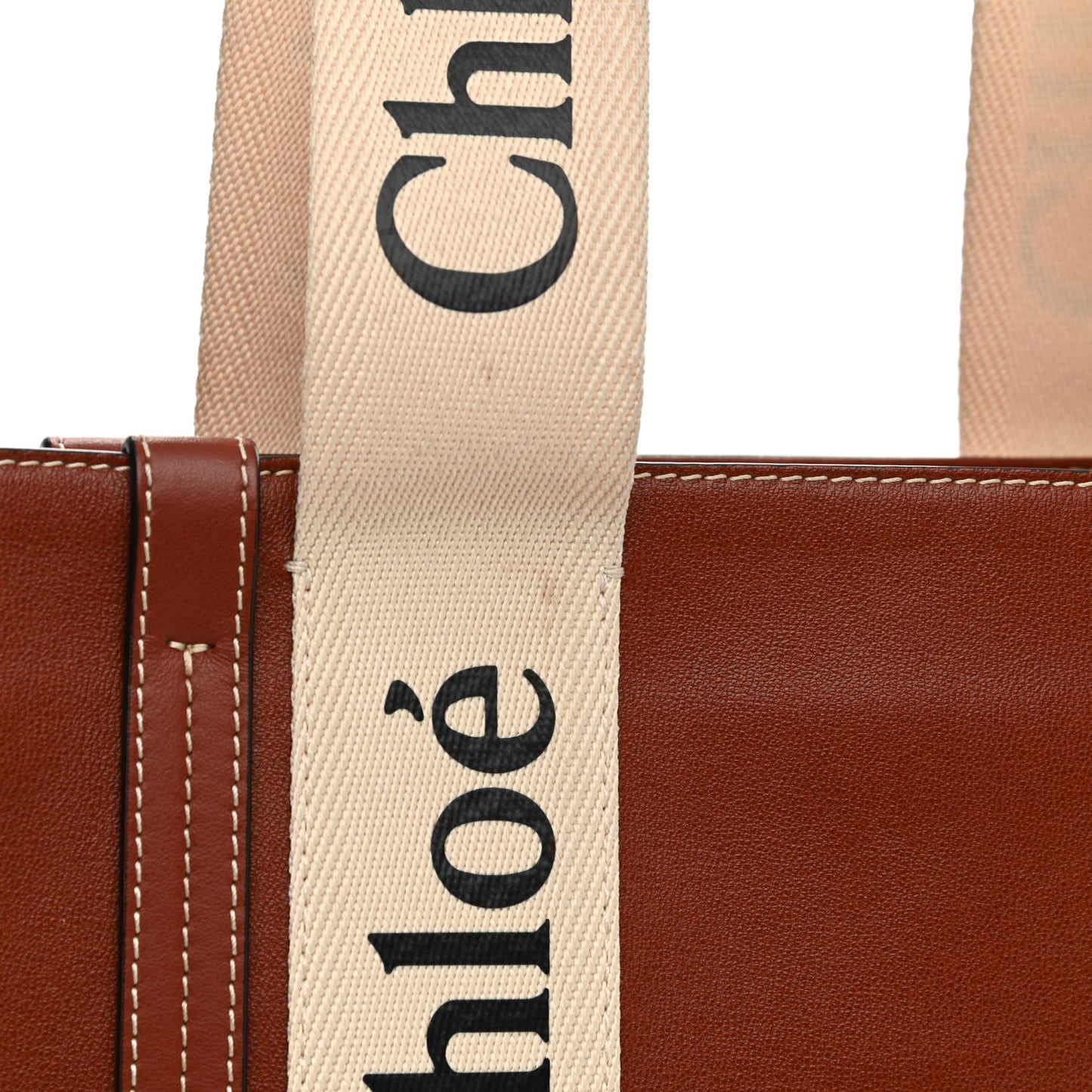 Calfskin Medium Woody Ribbon Tote Sepia Brown