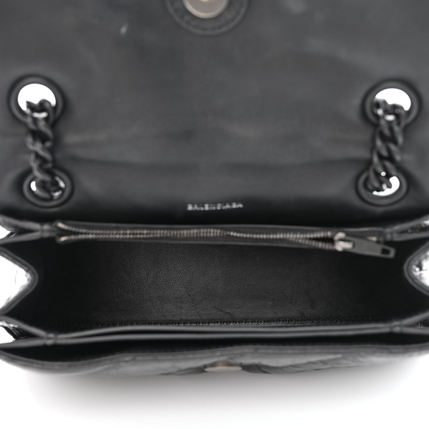 Crushed Calfskin Quilted Matte Black Hardware Small Crush Chain Bag Black
