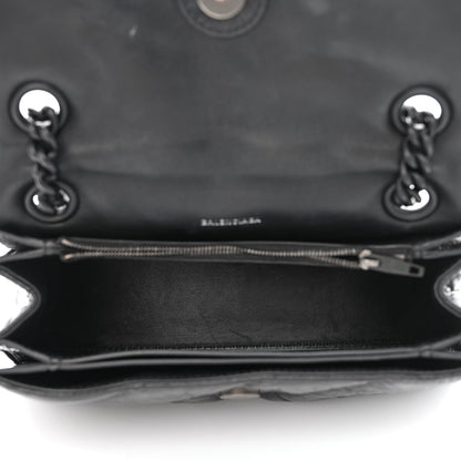Balenciaga Crushed Calfskin Quilted Matte Black Hardware Small Crush Chain Bag Black 4 of 9