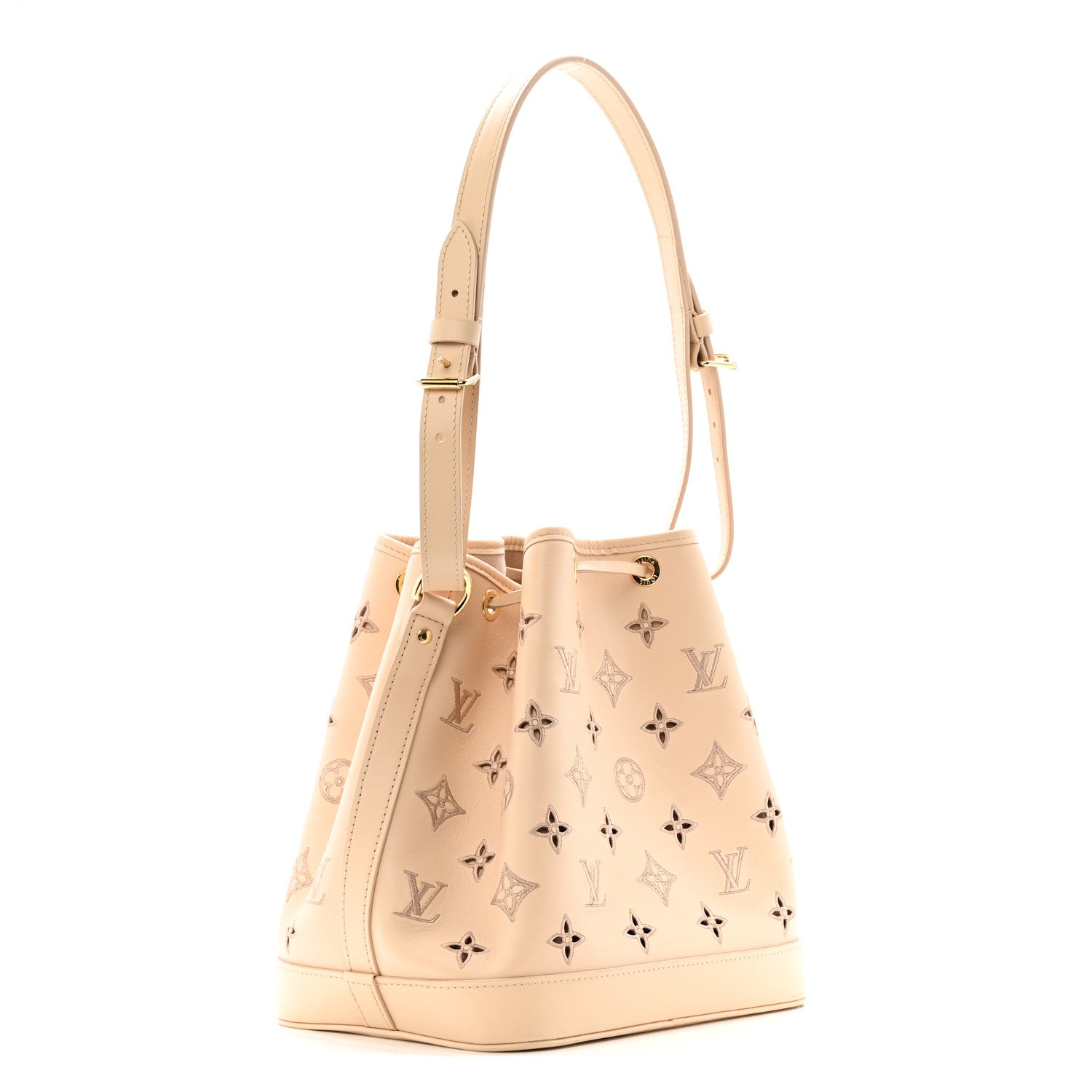 Louis Vuitton Calfskin Monogram Cutout Petit Noe Neutral 3 of 12
