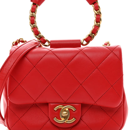 Chanel Lambskin Quilted Small In The Loop Handle Flap Bag Red 5 of 11