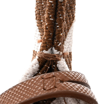 Prada Jacquard Saffiano Triangolo Symbole Embroidered Large Tote Tobacco Talco 10 of 11