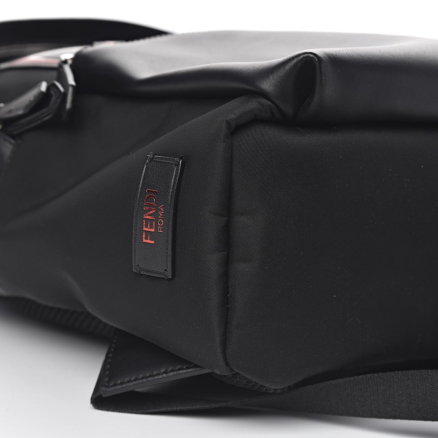 Nylon Calfskin Bad Bug Pouch Pocket Backpack Black Rosso