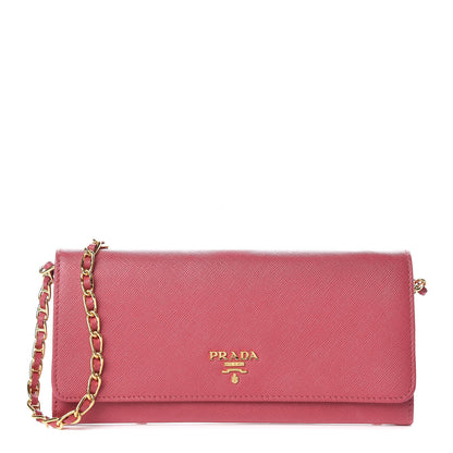 Prada Saffiano Metal Oro Chain Wallet Peonia 1 of 11
