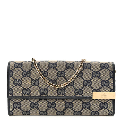 Gucci GG Supreme Monogram Dice Chain Wallet Beige Blue 1 of 10