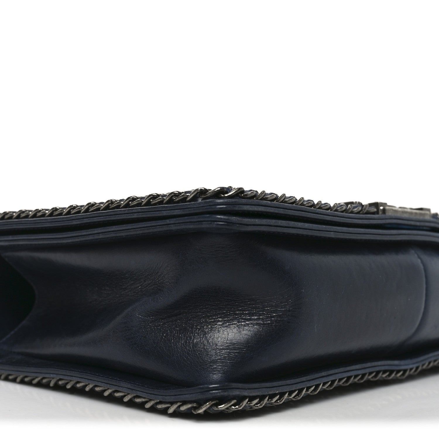 Chanel Glazed Calfskin Quilted New Medium Boy Chained Flap Navy 9 of 10