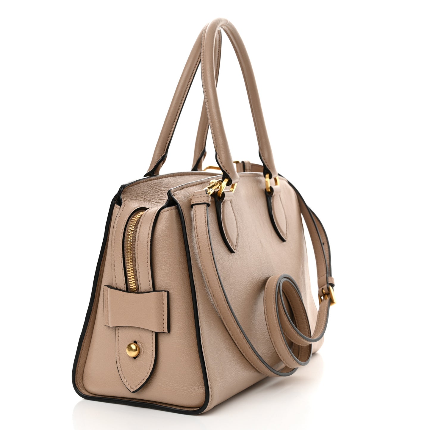 Saffiano Soft Calfskin Double Handle Satchel Cammeo