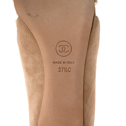 Chanel Suede Pearl Open Toe Caged Sandals 37.5 Beige 6 of 13