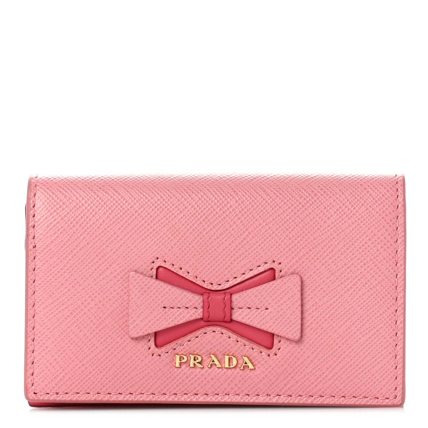 Prada Saffiano Metal Business Card Holder Petalo Peonia 1 of 9