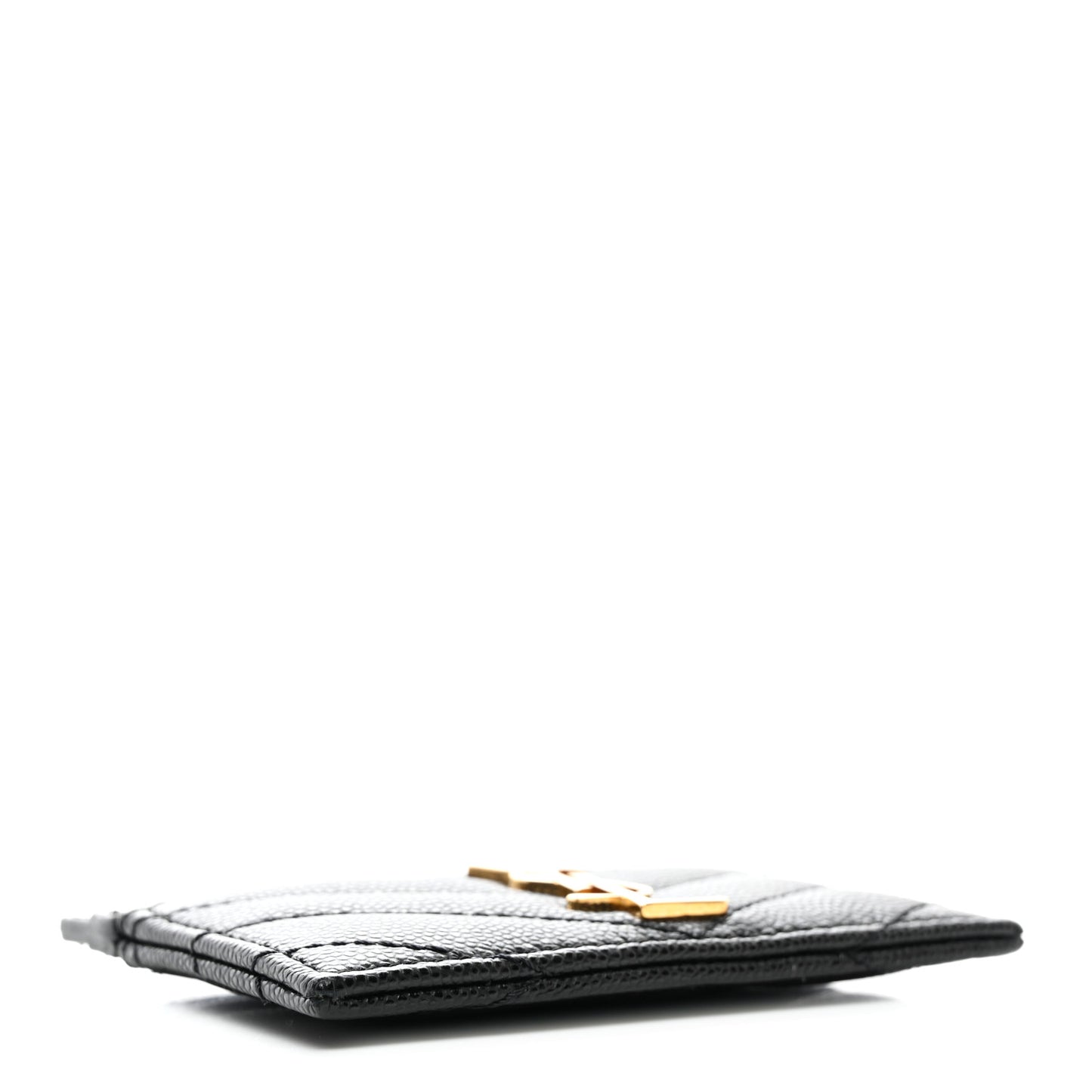 Grain De Poudre Matelasse Chevron Monogram Credit Card Case Black