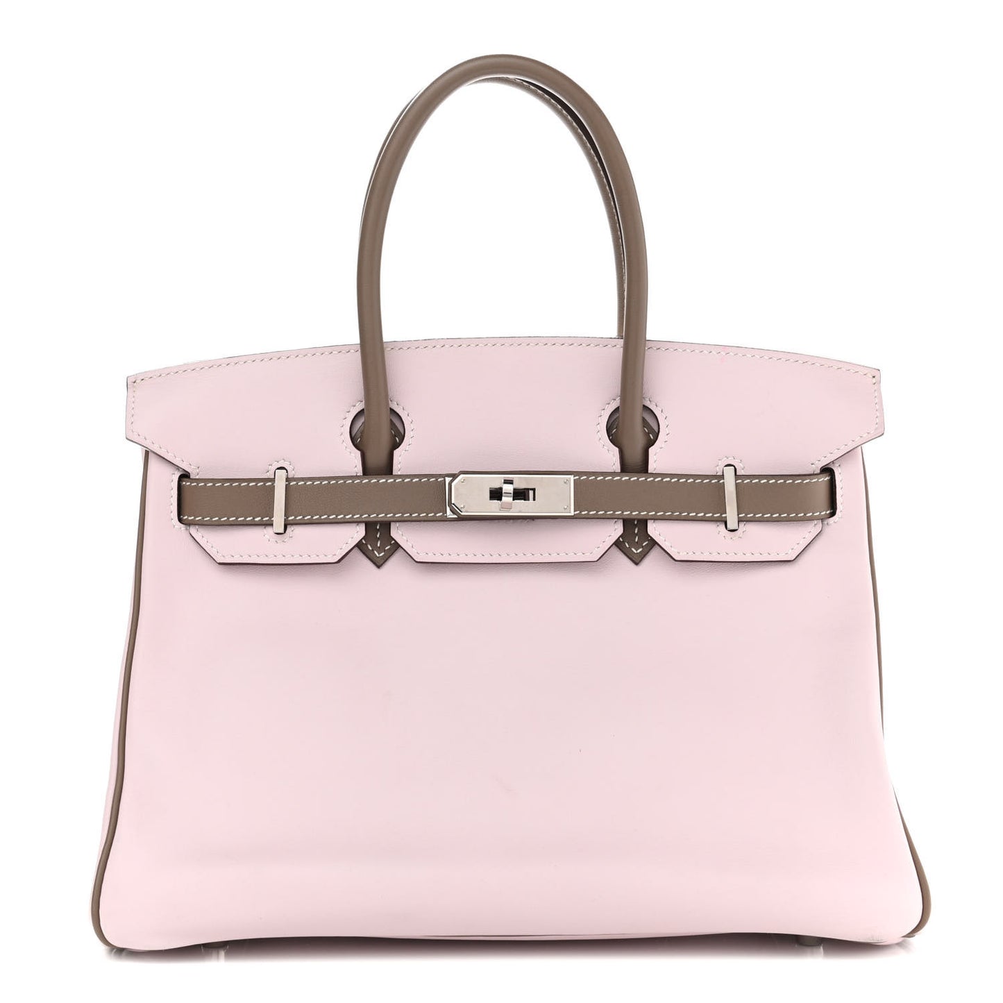 Swift Horseshoe Bi-Color Birkin 30 Rose Dragee Etoupe