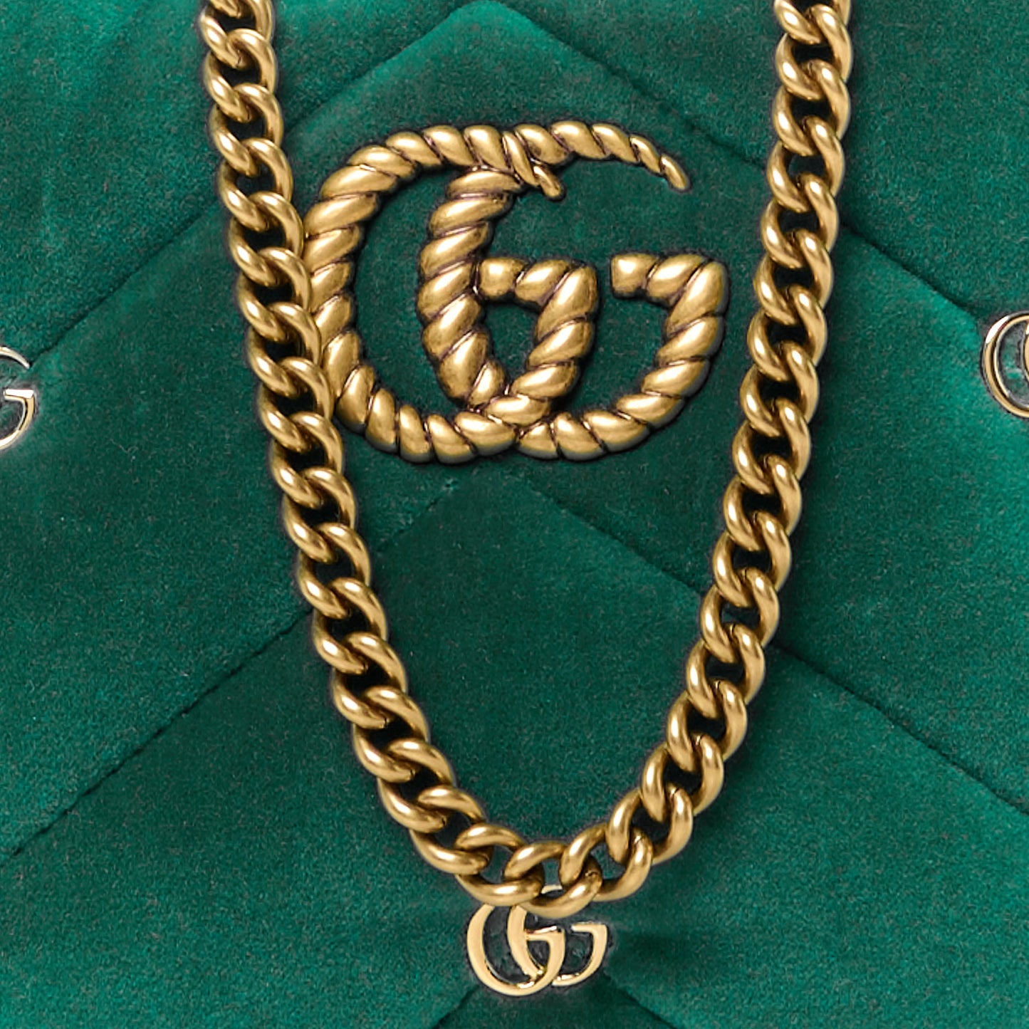 Velvet Matelasse Double G Studs Torchon GG Marmont Half Moon Hobo Marine Green