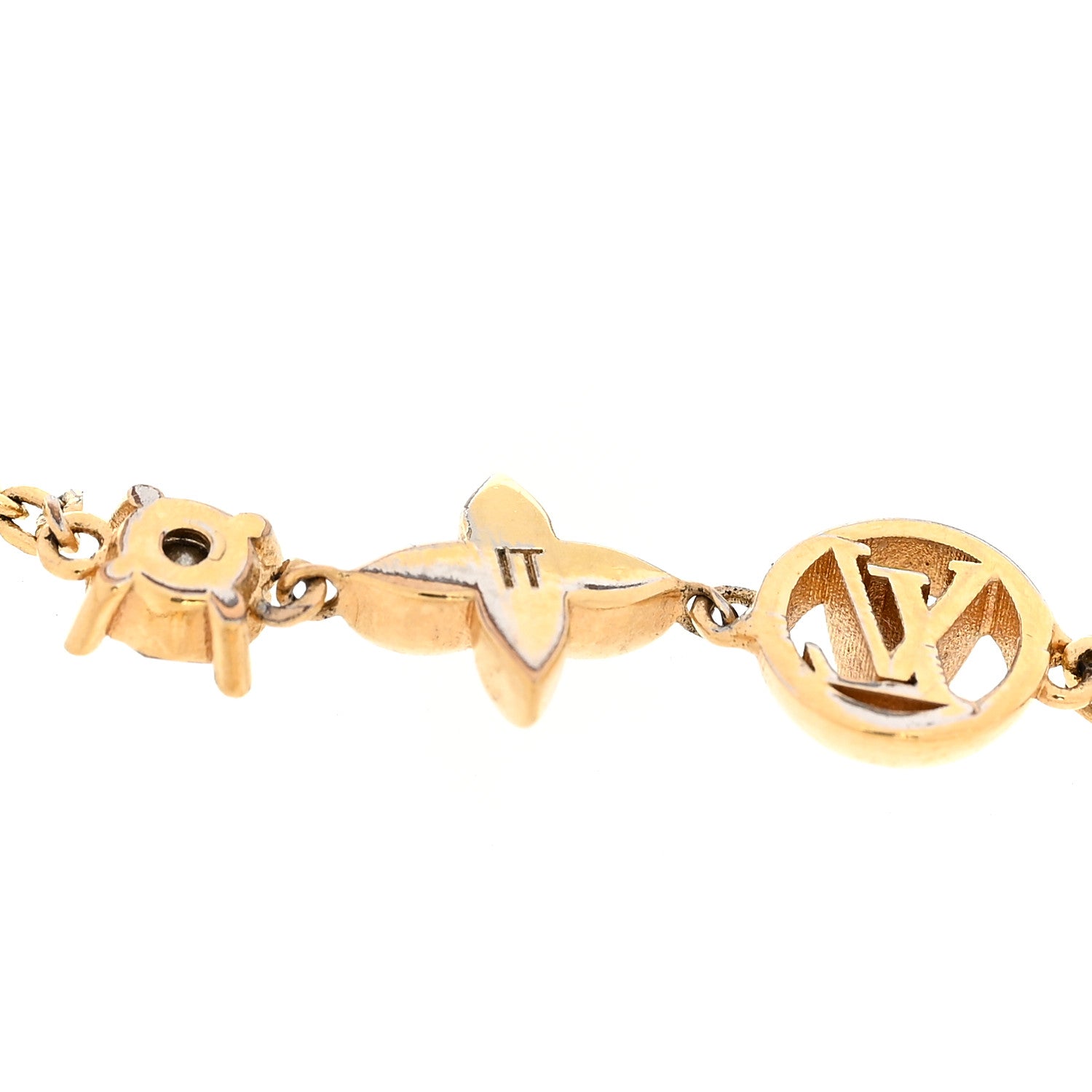 Louis Vuitton Metal Crystal Petit Louis Bracelet Gold 5 of 6