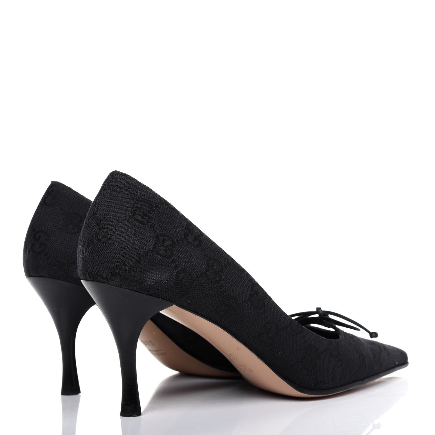 Gucci Fabric Monogram Mid-Heel Pumps 36.5 Black 4 of 12